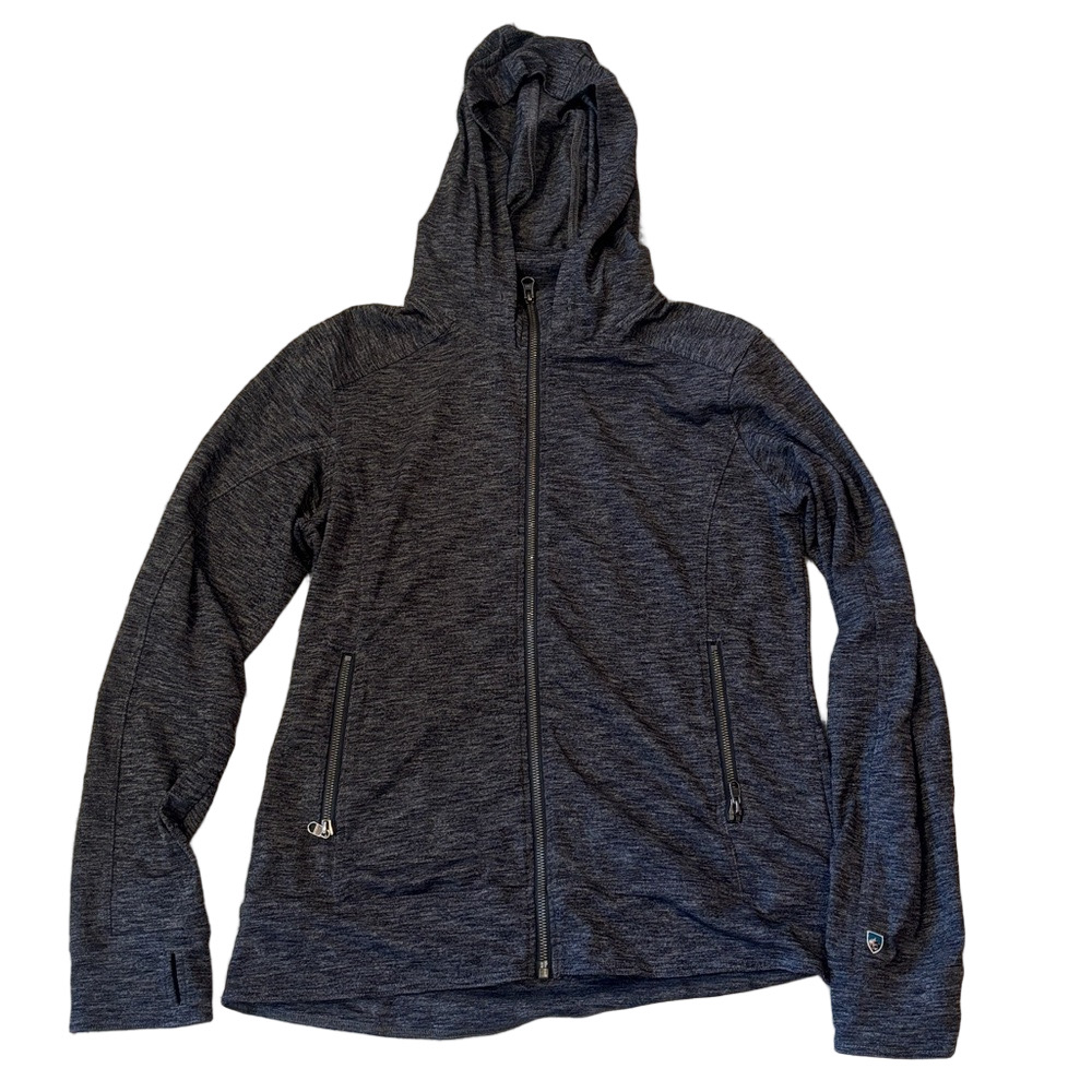Kuhl Women's Mova Hoody Full Zip Up Charcoal Grey with Thumb Holes Size Medium